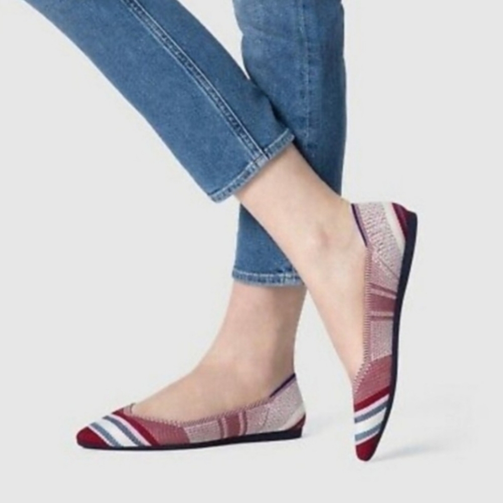 Rothys WomenThePoints Flats Limited RWB Stripes Shoes W7.5 #Memorialday Fit - Picture 2 of 8